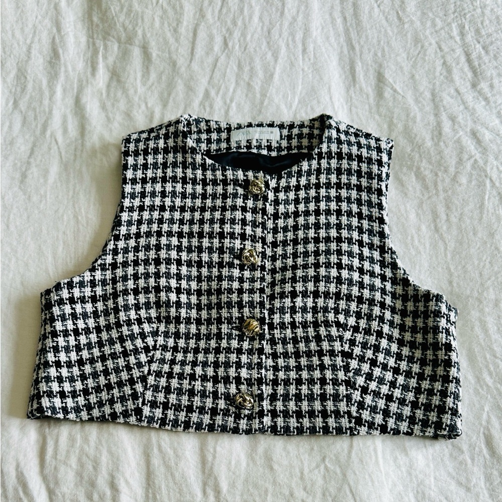 Zara Monochrome Houndstooth Vest